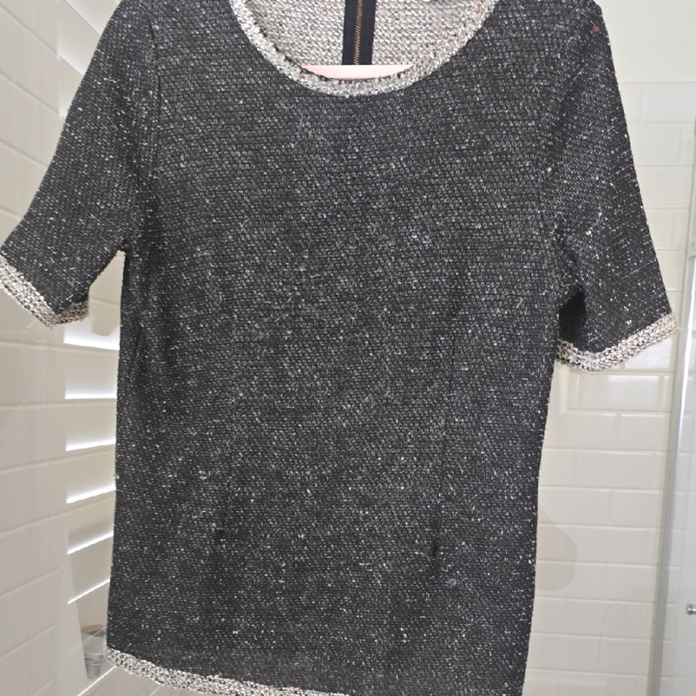 CAbi Charcoal/White Sweater Top